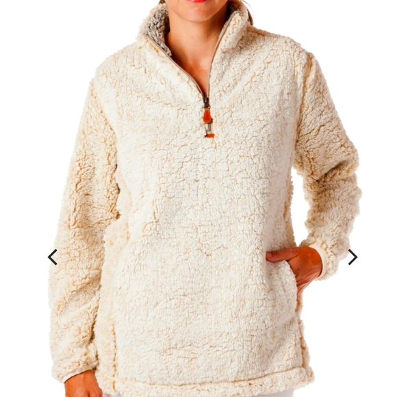 Time and Tru Jackets & Blazers - Faux Sherpa cream beige tan 1/4 zip pullover